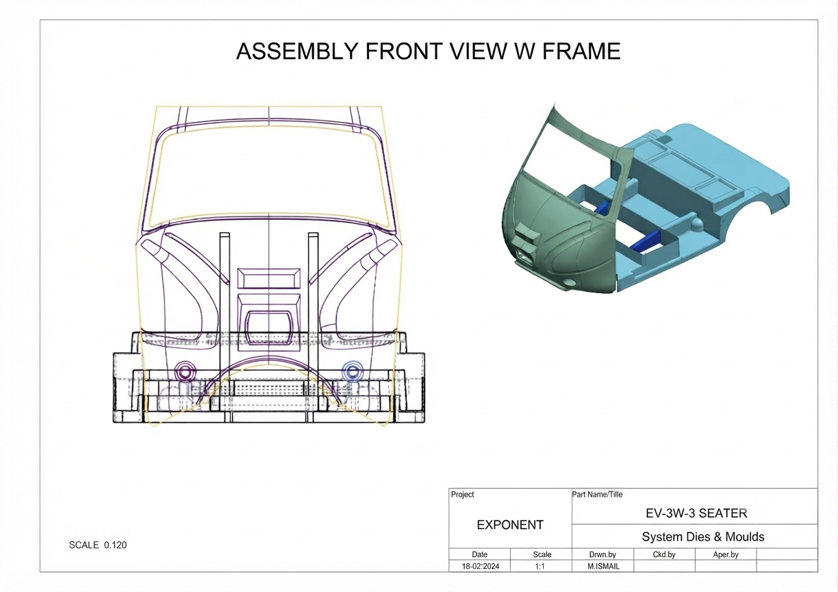 3D - Assembly Front View w Frame